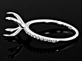 Rhodium Over 14K White Gold 7x5mm Oval Ring Semi-Mount With White Diamond Accent