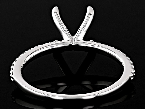 Rhodium Over 14K White Gold 7x5mm Oval Ring Semi-Mount With White Diamond Accent