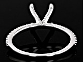 Rhodium Over 14K White Gold 7x5mm Oval Ring Semi-Mount With White Diamond Accent