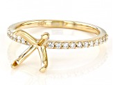 14K Yellow Gold 8x6mm Oval Ring Semi-Mount With White Diamond Accent