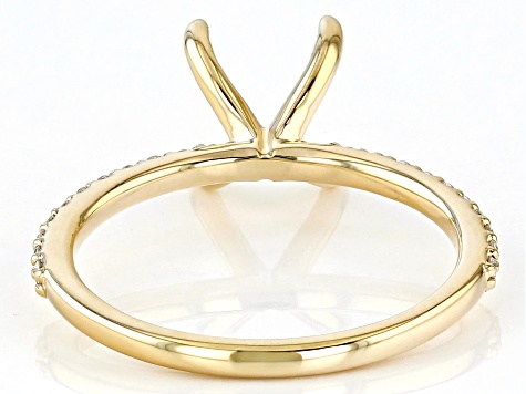 14K Yellow Gold 8x6mm Oval Ring Semi-Mount With White Diamond Accent