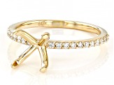 14K Yellow Gold 9x7mm Oval Ring Semi-Mount With White Diamond Accent