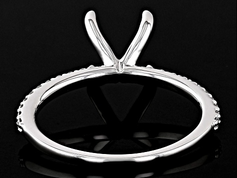 Rhodium Over 14K White Gold 9x7mm Oval Ring Semi-Mount With White Diamond Accent
