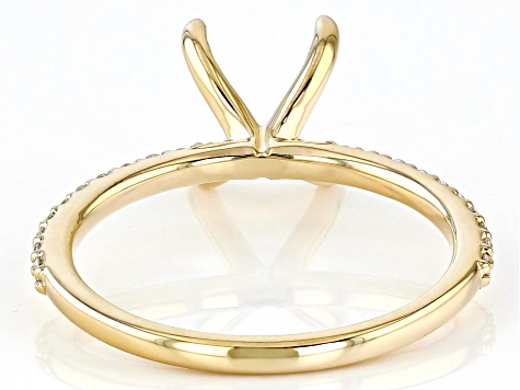 14K Yellow Gold 10x8mm Oval Ring Semi-Mount With White Diamond Accent