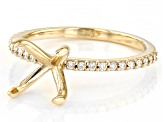 14K Yellow Gold 6mm Cushion Ring Semi-Mount With White Diamond Accent