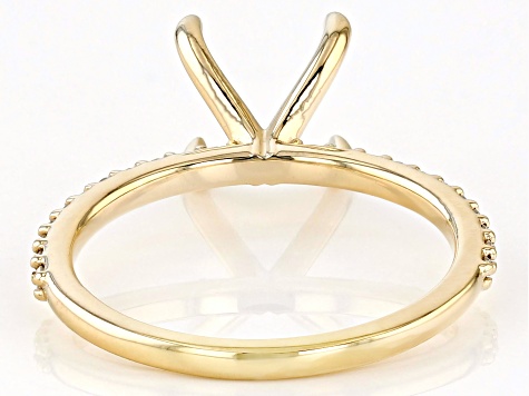 14K Yellow Gold 6mm Cushion Ring Semi-Mount With White Diamond Accent
