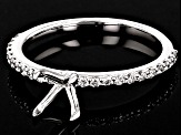 Rhodium Over 14K White Gold 6mm Cushion Ring Semi-Mount With White Diamond Accent