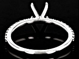 Rhodium Over 14K White Gold 6mm Cushion Ring Semi-Mount With White Diamond Accent