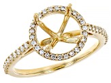 14K Yellow Gold 6.5mm Round Halo Style Ring Semi-Mount With White Diamond Accent