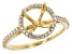 14K Yellow Gold 7mm Round Halo Style Ring Semi-Mount With White Diamond Accent