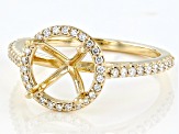 14K Yellow Gold 7mm Round Halo Style Ring Semi-Mount With White Diamond Accent