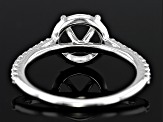 Rhodium Over 14K White Gold 8mm Round Halo Style Ring Semi-Mount With White Diamond Accent