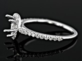 Rhodium Over 14K White Gold 9mm Round Halo Style Ring Semi-Mount With White Diamond Accent