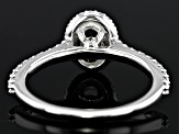 Rhodium Over 14K White Gold 7x5mm Oval Halo Style Ring Semi-Mount With White Diamond Accent