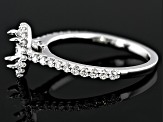 Rhodium Over 14K White Gold 8x6mm Oval Halo Style Ring Semi-Mount With White Diamond Accent