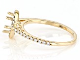 14K Yellow Gold 9x7mm Oval Halo Style Ring Semi-Mount With White Diamond Accent