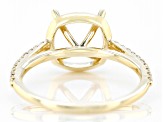 14K Yellow Gold 6mm Cushion Halo Style Ring Semi-Mount With White Diamond Accent
