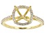 14K Yellow Gold 7mm Cushion Halo Style Ring Semi-Mount With White Diamond Accent