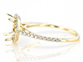 14K Yellow Gold 7mm Cushion Halo Style Ring Semi-Mount With White Diamond Accent