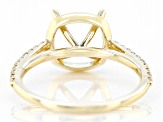 14K Yellow Gold 8mm Cushion Halo Style Ring Semi-Mount With White Diamond Accent