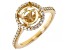 14K Yellow Gold 6.5mm Round Halo Style Ring Semi-Mount With White Diamond Accent