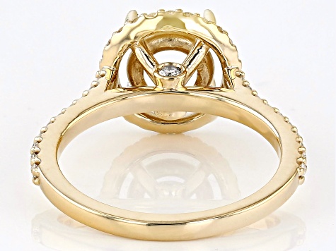 14K Yellow Gold 6.5mm Round Halo Style Ring Semi-Mount With White Diamond Accent