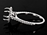 Rhodium Over 14K White Gold 6.5mm Round Halo Style Ring Semi-Mount With White Diamond Accent