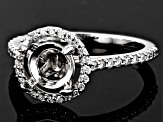 Rhodium Over 14K White Gold 8mm Round Halo Style Ring Semi-Mount With White Diamond Accent