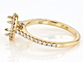 14K Yellow Gold 7x5mm Oval Halo Style Ring Semi-Mount With White Diamond Accent