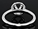 Rhodium Over 14K White Gold 5.2mm Round Halo Style Ring Semi-Mount With White Diamond Accent