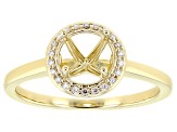 14K Yellow Gold 6mm Round Halo Style Ring Semi-Mount With White Diamond Accent