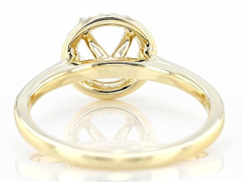 14K Yellow Gold 6mm Round Halo Style Ring Semi-Mount With White Diamond Accent