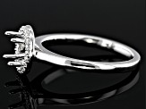 Rhodium Over 14K White Gold 6mm Round Halo Style Ring Semi-Mount With White Diamond Accent