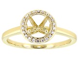 14K Yellow Gold 6.5mm Round Halo Style Ring Semi-Mount With White Diamond Accent