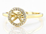 14K Yellow Gold 6.5mm Round Halo Style Ring Semi-Mount With White Diamond Accent