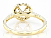 14K Yellow Gold 8mm Round Halo Style Ring Semi-Mount With White Diamond Accent