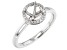 Rhodium Over 14K White Gold 8mm Round Halo Style Ring Semi-Mount With White Diamond Accent