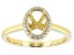 14K Yellow Gold 8x6mm Oval Halo Style Ring Semi-Mount With White Diamond Accent