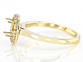 14K Yellow Gold 9x7mm Oval Halo Style Ring Semi-Mount With White Diamond Accent