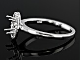 Rhodium Over 14K White Gold 9x7mm Oval Halo Style Ring Semi-Mount With White Diamond Accent