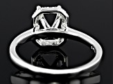 Sterling Silver 7x5mm Emerald Cut Halo Style Ring Semi-Mount With White Diamond Accent