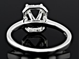 Sterling Silver 8x6mm Emerald Cut Halo Style Ring Semi-Mount With White Diamond Accent