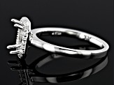Sterling Silver 10x8mm Emerald Cut Halo Style Ring Semi-Mount With White Diamond Accent