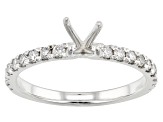 Sterling Silver 7x5mm Oval Ring Semi-Mount With White Diamond Accent
