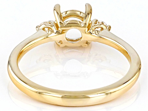 14K Yellow Gold 6.5mm Round 3-Stone Ring Semi-Mount With White Diamond Accent