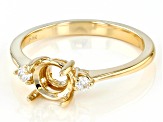 14K Yellow Gold 8mm Round 3-Stone Ring Semi-Mount With White Diamond Accent