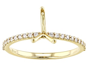 14K Yellow Gold 9x6mm Pear Shape Ring Semi-Mount With White Diamond Accent