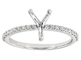 Rhodium Over 14K White Gold 9x6mm Pear Shape Ring Semi-Mount With White Diamond Accent