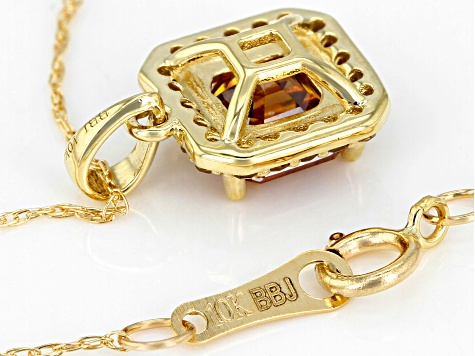 Champagne Strontium Titanate 10k Yellow Gold Pendant With Chain 1.59ctw