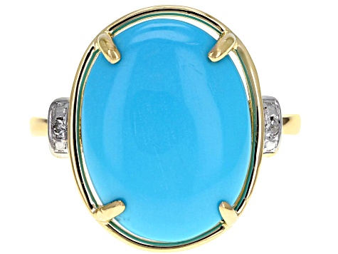 Blue Sleeping Beauty Turquoise 14k Yellow Gold Ring .01ctw